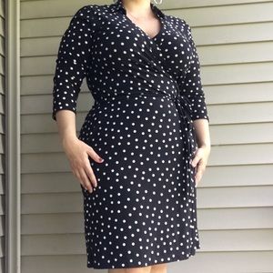 Plus sized Polka dot wrap dress